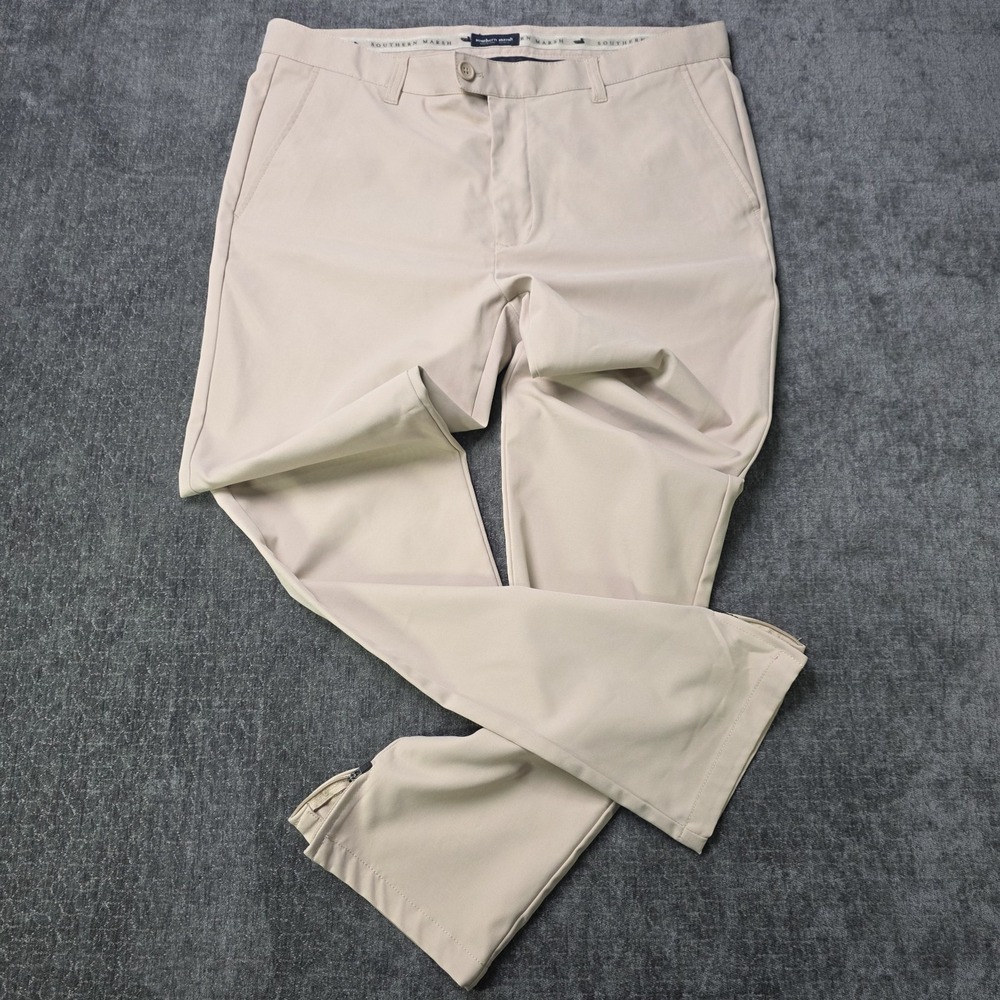 Southern Marsh Pants Mens 36x32 Slim Fit Khaki Beige Chino Performance Stretch